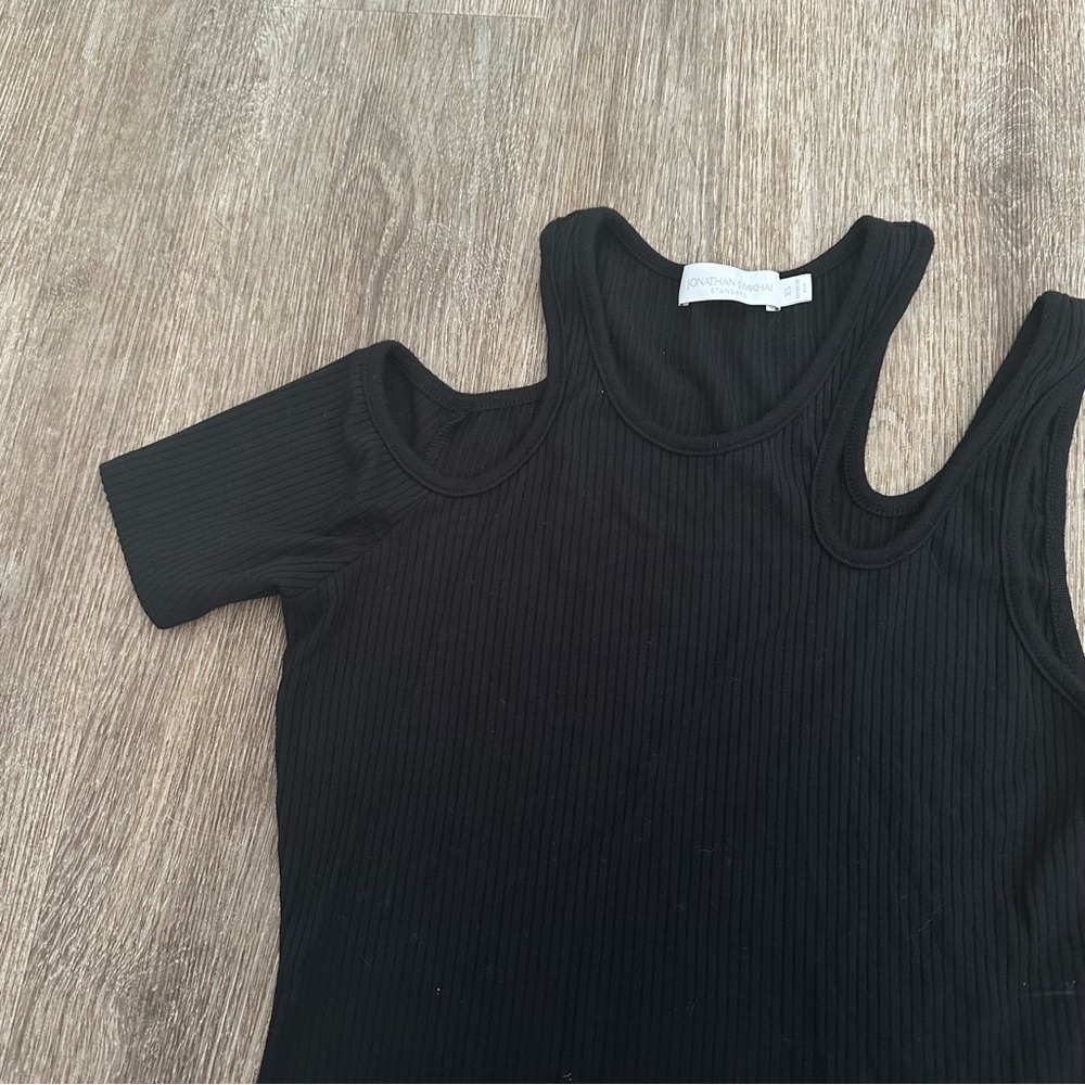 Jonathan Simkhai Irene Shaping Rib Racer Tank In Black - Picture 7 of 9